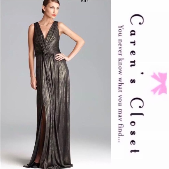 David Meister Dresses & Skirts - David Meister Liquid Gold & Black Twist Knot Gown